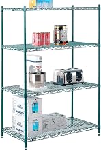 Nexel Poly-Green, 4 Tier, Wire Shelving Starter Unit, 42" W x 24" D x 54" H