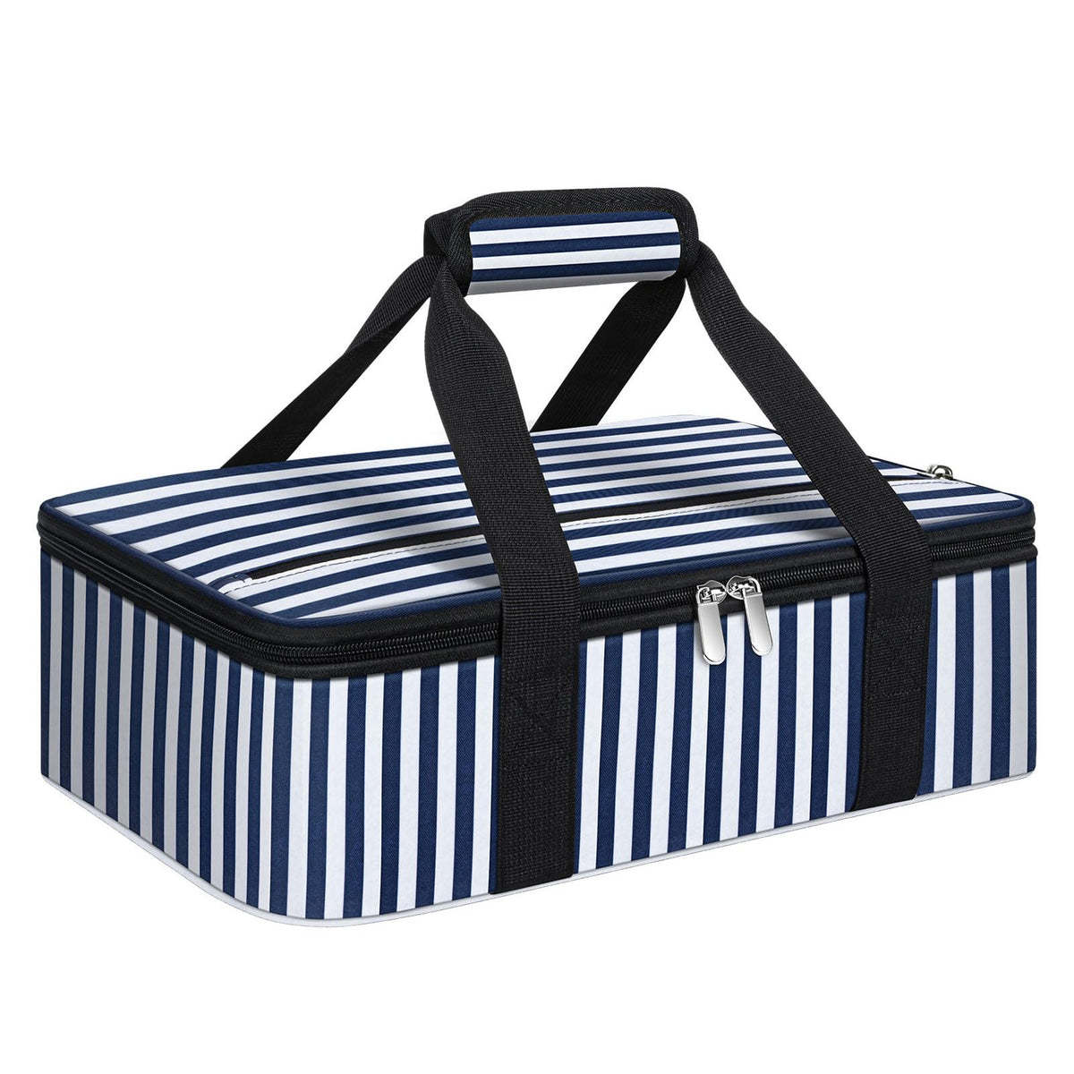 MIAOJIE Insulated Casserole Carrier, 16 x 10 x 4 Inches, Blue Stripes