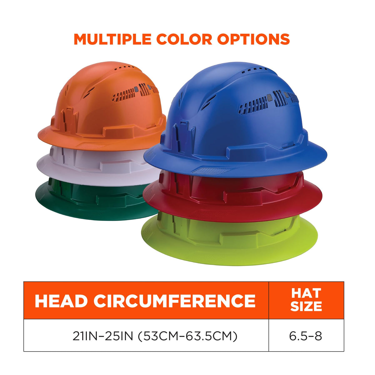 Ergodyne Lime / One Size / Full Brim Safety Helmet - Type 2, Class C Head Protection