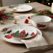 LemonRoad Christmas Dinnerware Set, Ceramic, 18 Piece for 6