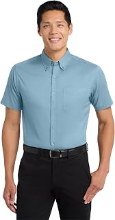 Port Authority Short Sleeve Easy Care Shirt 3XL Light Blue/Light Stone