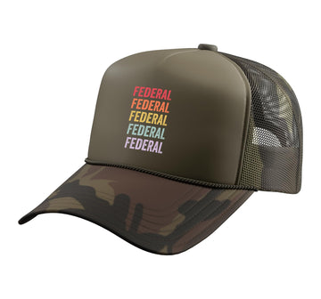 Federal Trucker Hat with Adjustable Mesh Back by Federal Apparel – Polyester, Camo Green