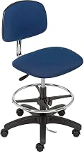 Global Industrial ESD Stool - Fabric, Navy, Armless, Mid Back