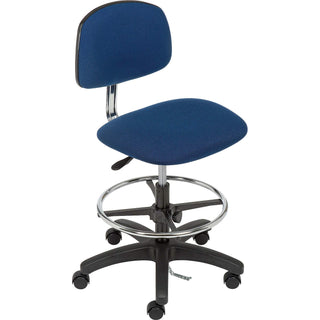 ESD Stool - Fabric by Global Industrial – 16"W x 18"D x 13-1/2"H, Textile, Blue, Model ESD-FMBCH-RG-CF-HC-ESDBLU