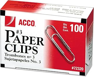ACCO Brands ACCO Economy #3 Paper Clips, Small, Smooth Finish, 15/16 Inches Long, Silver, 1 Box of 100 Clips (72320)