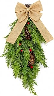 Christmas Swag Garland for Outdoor Door Decor, Winter Teardrop Wreath Hanging
