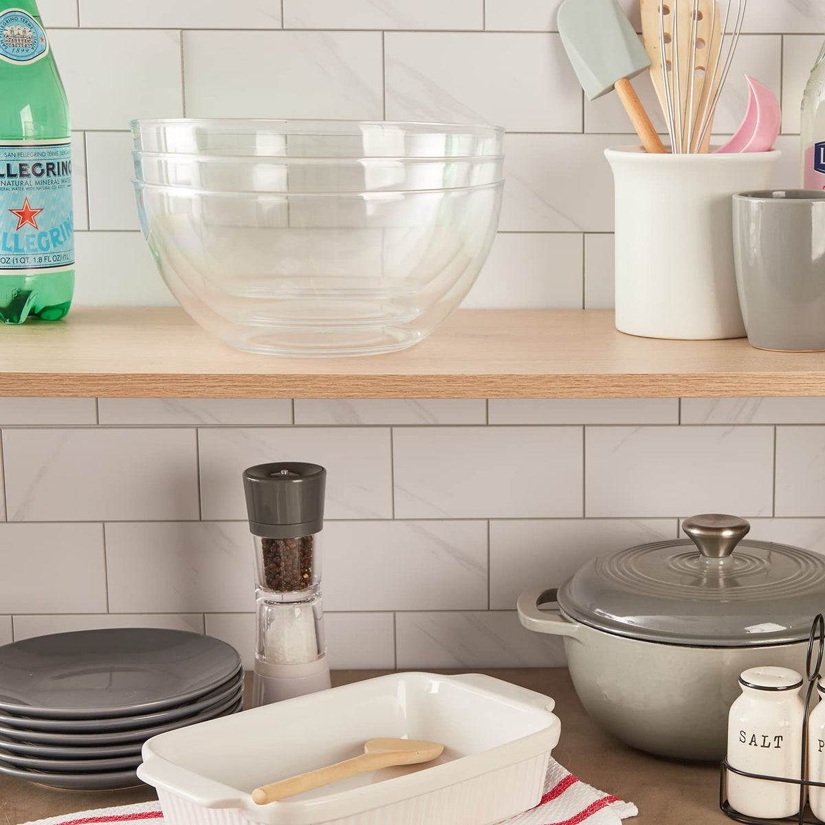 US Acrylic Vista Clear Plastic Serving Bowls, 135 Ounce Capacity, Set of 3