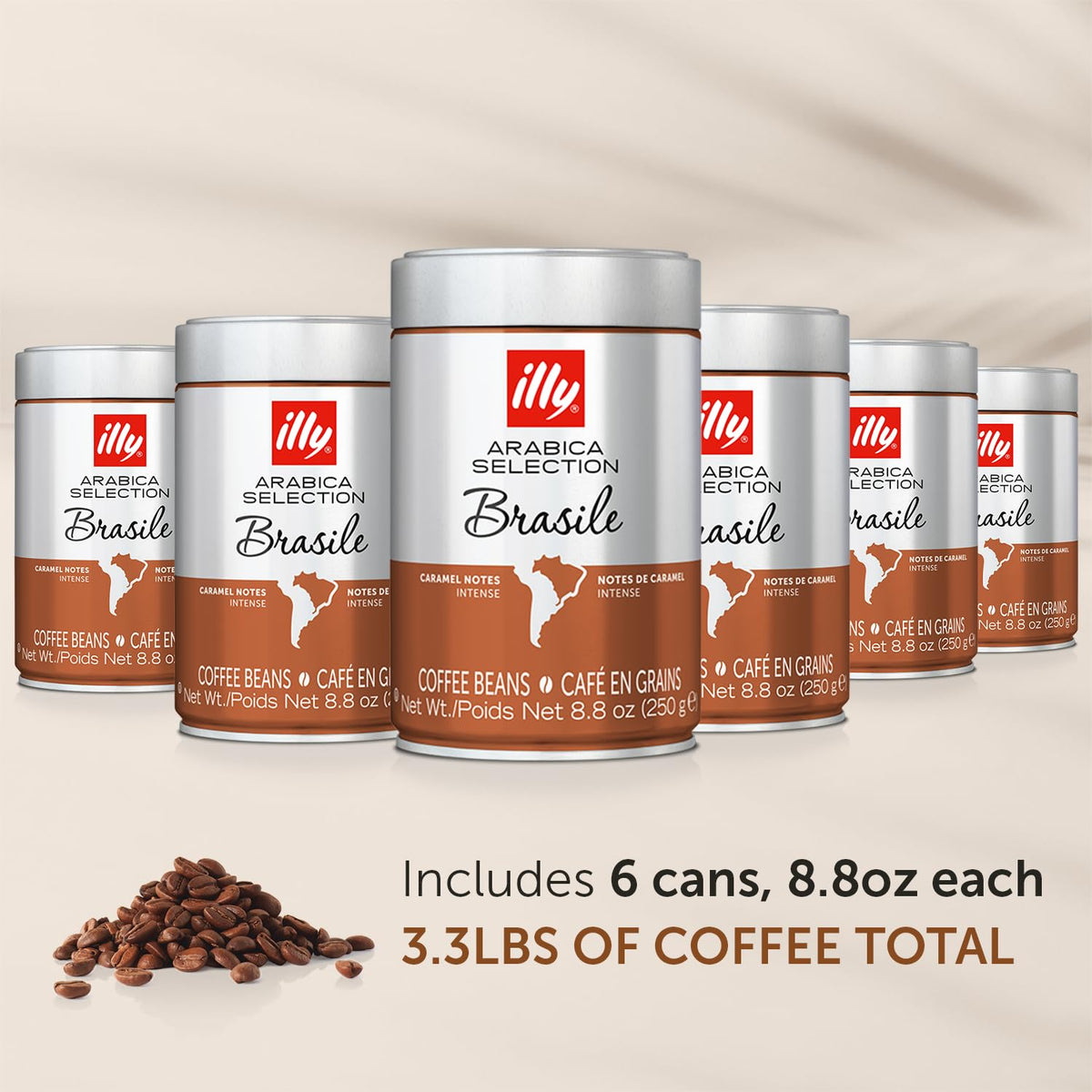illy Brasile Single Origin Bold Roast / 8.8 Ounce (Pack of 6) / Silver Roasted Coffee Beans