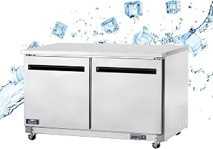Arctic Air AUC60F 60-Inch Two-Door Undercounter Work Top Freezer, Stainless Steel, 1/2-HP, 115v