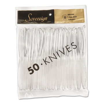 Sovereign 50 Count Poly Bagged Plastic Knives Clear 600 CT