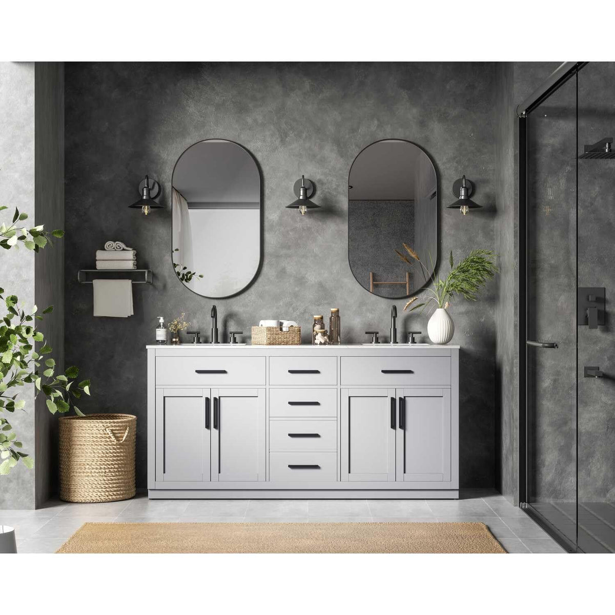 Alden Bathroom Vanity Grey by Lighting Design – Wood, Grey, Model VF29772DGR
