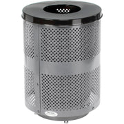 Outdoor Perforated Steel Trash Can by Global Industrial – Steel, Gray, Model 261925GYD
