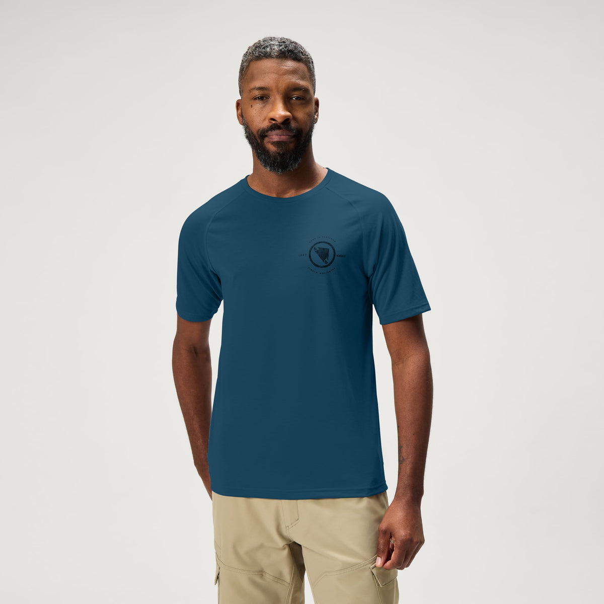 Mens Loop Short Sleeve Cycling Tech Tee Barra Blue by Endura – Small, Barra Blue, Model MLoopSSTechTee1.0