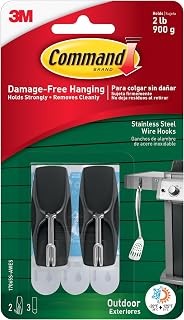Command Outdoor Medium Black Wire Toggle Hooks, 2 Hooks and 3 Strips, Damage-Free Hanging Wall Hook for Hanging Outdoor Wall Decor with Weather Resistant Strips, Holds up to 2 lb (Pack of 9)