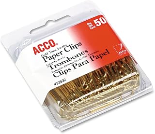ACCO Brands ACCO 72532 Paper Clips, Metal Wire, Jumbo, 1 3/4-Inch, Gold Tone, 50/Box