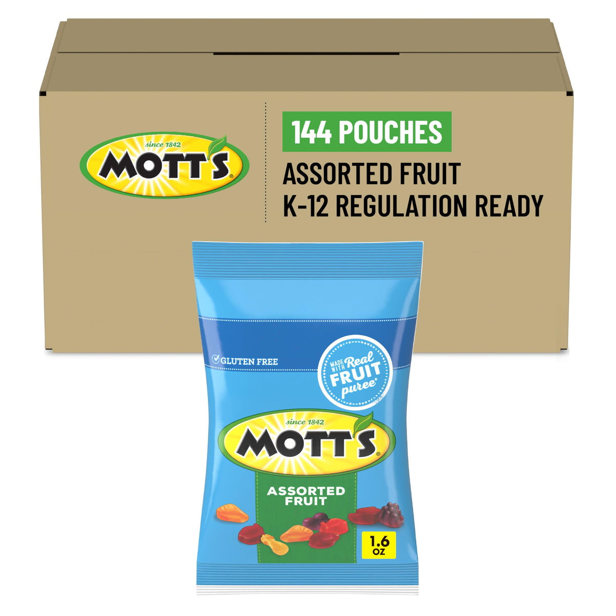 Assorted Fruit Flavored Snacks by Mott's – 1.6 Ounce (Pack of 144), Pack of 144
