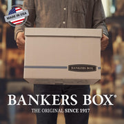 ® Stor/File™ 60% Recycled Storage Boxes by Bankers Box – True, Plastic, White/Blue, Pack of 12, Model 70504