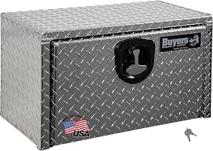 Buyers Products 1705150 Diamond Tread Aluminum Underbody Truck Tool Box, 14 x 12 x 24, Made in USA, .100 in. Thick, Corrosion Resistant, Locking Compression Latch, Secure Storage for Work Trucks