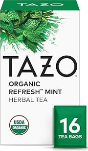 TAZO Organic Refresh Mint Herbal Tea Bags with Peppermint and Spearmint, Caffeine Free, 16 Total Tea Sachets