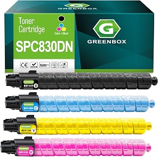 GREENBOX SP C830DN Toner Cartridges for SP C830DN C831 Printer, 4 Pack | 821117 821120 821119 821118 821181 821184 821183 821182, Compatible for SP C830 C830dn C830dna SP C830dn C831 C831dn C831d
