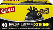 Glad Trash Bags, Large Quick-Tie Garbage Bags - Extra Strong 30 Gallon Black Trash Bag - 40 Count