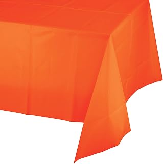 Creative Converting 54-inch W x 108-inch L Sunkissed Orange Plastic Tablecloths, 3 Count (DTC01192TC)