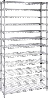QUANTUM STORAGE SYSTEMS WR74-2472-105106BK Wire Heavy Duty 12 Shelves 74" H x 72" W x 24" D with 140 Black Bins Multi-Sizes