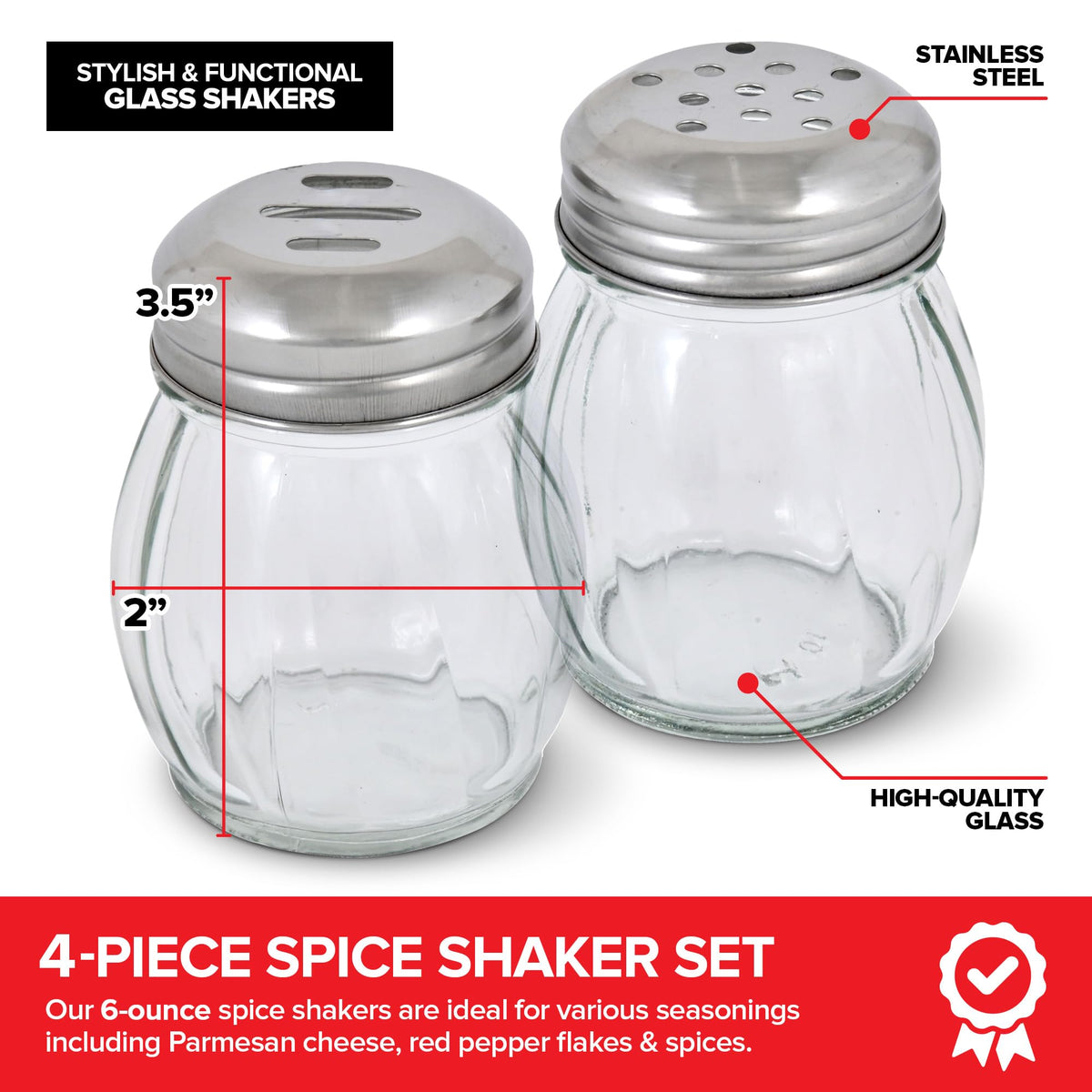 Stock Your Home 4 / Clear / 6.0 fluid_ounces Salt & Pepper Shaker Sets