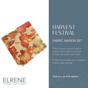 Elrene Harvest Festival Cloth Napkins, 17 x 17 Inches, Set of 8