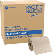 Pacific Blue Basic by Georgia-Pacific PRO Recycled Hardwound Paper Towel Rolls, Brown, 350 Feet Per Roll, 12 Rolls Per Case, 26401