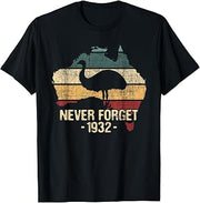 Funny Emu Shirts Never Forget 1932 Emu War Unisex Adults Emu Lover Zookeeper T-Shirt Black Medium