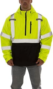 TINGLEY J26322 Optix Pullover Jacket, 4X, Fluorescent Yellow-Green | Attached hood, 100% waterproof