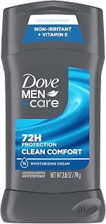 Dove Men+Care Antiperspirant Deodorant Stick Clean Comfort 72-Hour Sweat & Odor Protection Antiperspirant for Men With 1/4 Moisturizing Cream 2.6 oz