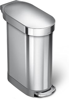 simplehuman 45 Liter / 12 Gallon Slim Hands-Free Kitchen Step Trash Can, Brushed Stainless Steel