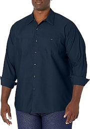Red Kap Men's Long Sleeve Industrial Work Shirt | Moisture Wicking Button Up, Wrinkle Resistance Fights Fading & Stains