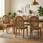 Brown 4-Piece Cane-Back Dining Chair Set by Furnifact – Rubberwood 95.00%,Paper Rattan 5.00%, Brown, Pack of 4