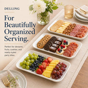 Delling Rectangular Serving Platter, 16 Inch Ceramic, Set of 3 White