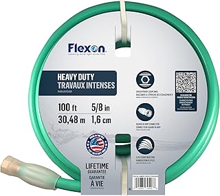 Flexon FXG58100 5/8-Inch x 100-Foot Heavy Duty 5-Ply Forever Garden Hose, Green