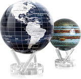 MOVA Globe Bundle – Jet Black and Silver 8.5” + Jupiter 4.5” | Solar-Powered Rotating Globes | No Batteries or Cords | Minimalist Modern Meets Planetary Decor Gift