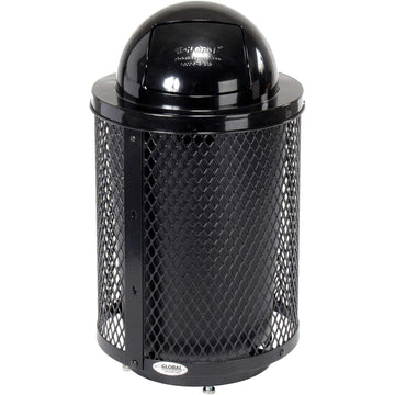 36 Gallon Outdoor Commercial Trash Can by Global Industrial – 23.5 inches (Diameter) x 43 inches (Height), 36.0 gallons, Steel, Black, Model 261948BKD