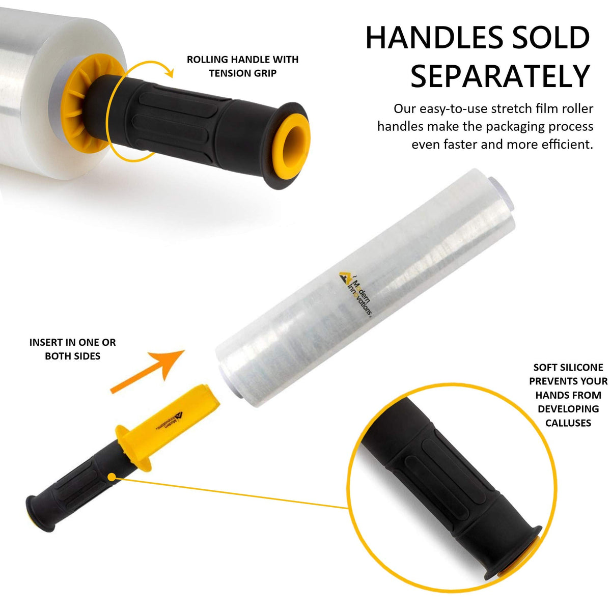 15 Inch Clear Stretch Wrap Replacement Roll (4 Refill Rolls-4000 Feet) No Handle by Modern Innovations – 4 Count, Plastic, Refill, Pack of 4, Model 1143