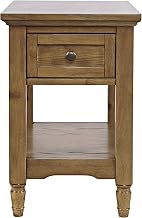 Brentwood Modern Transitional Chairside End Table with Drawer and Storage Shelf,Light Brown