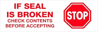 Tape Logic 3 Inch x 110 Yards Pre-Printed Packing Tape, "Stop If Seal is Broken", 2.2 Mil Thick, Red/White, 24 Pack, for Packaging, Shipping, Moving, Home and Office