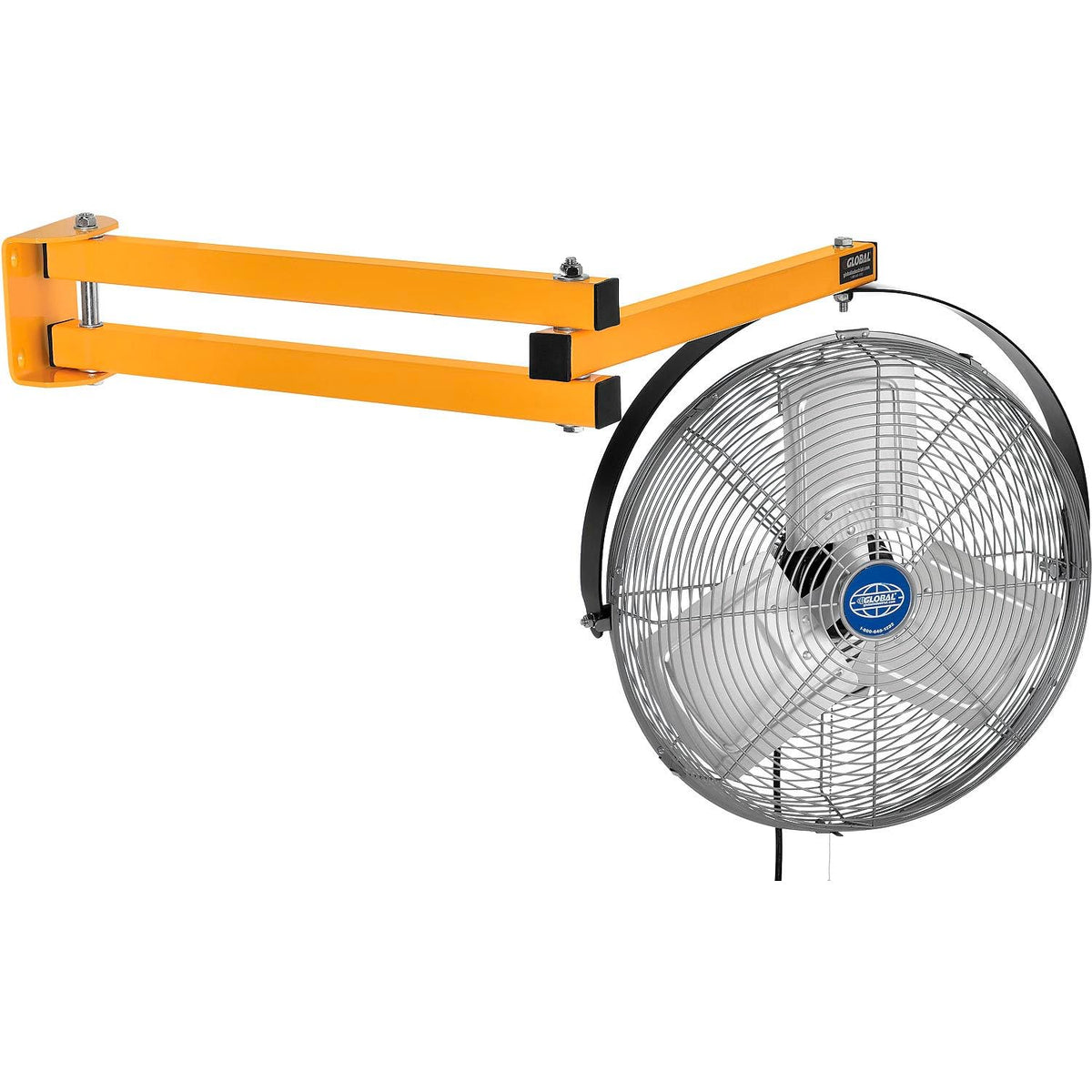 18" Double Arm Loading Dock Fan by Global Industrial – Small, Metal, Yellow, Model 292746