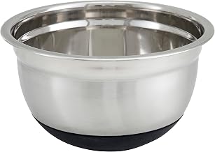 Winco Black 1.5 qt Stainless Steel Mixing Bowl | Dishwasher safe, Heavy-duty, Reinforced rim, Non-slip silicone base, Great for Salads, Sides, Pasta and Shared Dishes