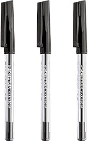 STAEDTLER Medium 0.5mm 430 Stick Ballpoint Pens Writing Pen Smooth - Black Ink - Pack Of 3