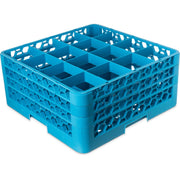 Opticlean Glass Rack 16 Compartments with 3 Extenders for Kitchens and Restaurants by Carlisle FoodService Products – 8.72", Polypropylene, Carlisle Blue, Model RG16-314