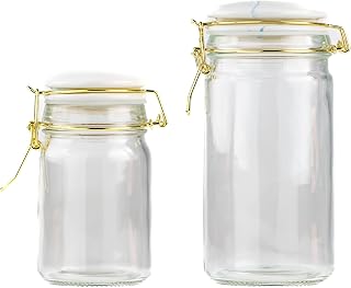 10 Strawberry Street Carrara Glass Canister, set of 2, Cobalt