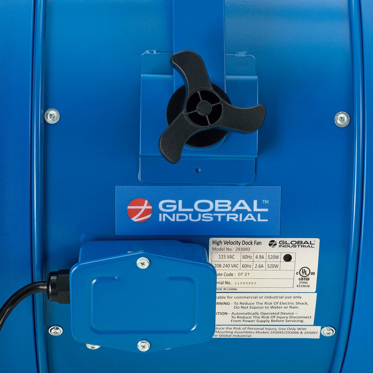 18" High Velocity Fan by Global Industrial – 18" Diameter, Polyethylene, Blue, Model 293147