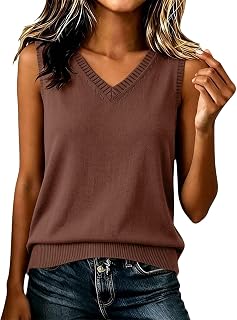 Womens Wool Blend Tank Tops V Neck Sleeveless Sweater Business Casual Work Knit Shirts Slim Fit Fall Sweaters